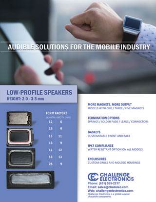 Low Profile Speaker Series for Mobile Industry